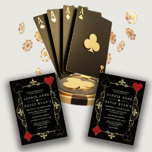 Goldene schwarz Art Deco Casino Vegas Poker Hochze Einladung