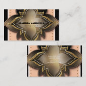 Goldene Schwarz & Peach Exotic Chic Blume Elegante Visitenkarte (Vorne/Hinten)