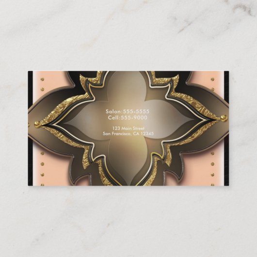 Goldene Schwarz & Peach Exotic Chic Blume Elegante Visitenkarte (Rückseite)