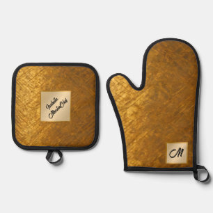 Goldene Schwarz Vintag Art Deco Populäre Kollektio Ofenhandschuh & Topflappen-Set