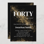 Goldene Schwarz & Weiß 40. Geburtstag Einladung (Vorne/Hinten)