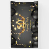 Goldene schwarze Ballons: elegante Geburtstagspart Banner (Vertikal)
