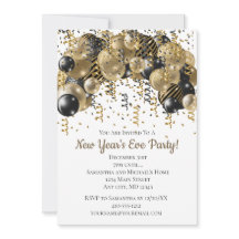 Goldene schwarze Ballons Konfetti Silvesterparty