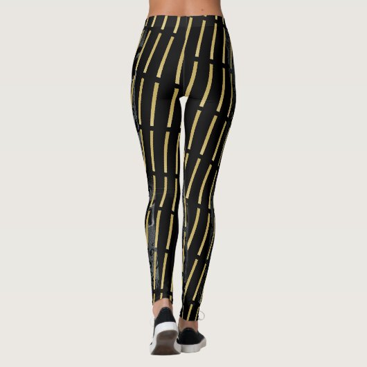 Goldene schwarze Blasen - Custom Modern Designer Leggings (Rückseite)