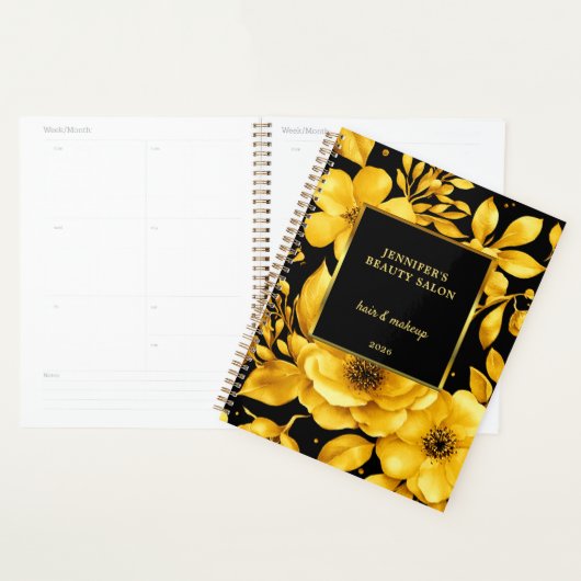 Goldene schwarze Blumen professionelle Terminplanu Planer (Anzeige)