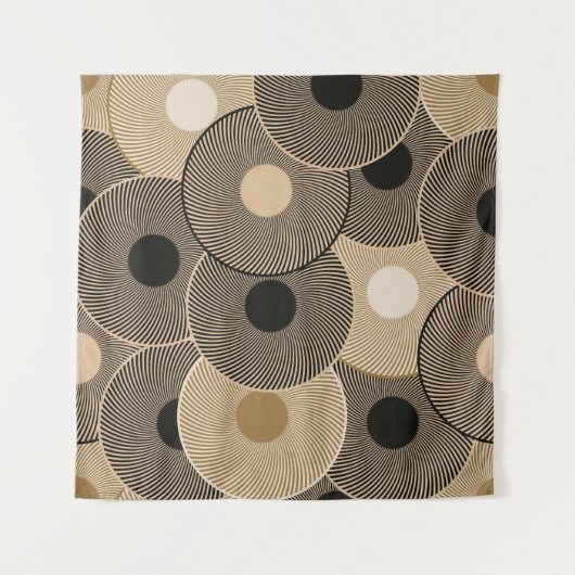 Goldene Schwarze Bögen: Abstrakt Wandteppich (Vorderseite (Horizontal))