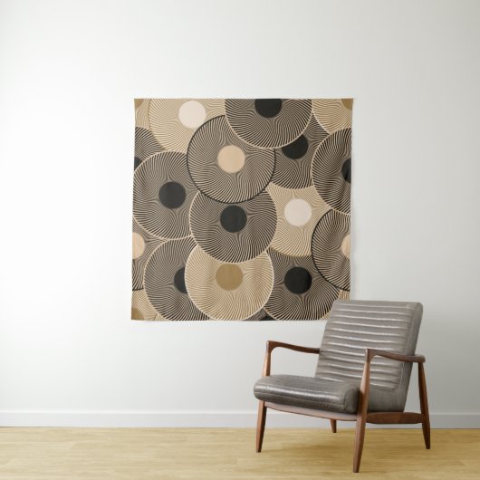 Goldene Schwarze Bögen: Abstrakt Wandteppich (Beispiel (Horizontal))