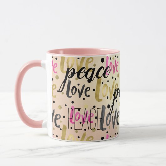 Goldene Schwarze Confetti Liebe Frieden Tasse (Links)