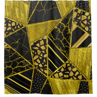 Goldene schwarze Dreieck-Textur-Illusion Duschvorhang