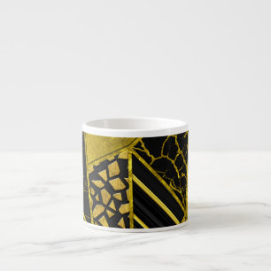 Goldene Schwarze Dreieck-Textur-Illusion Espressotasse