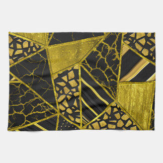 Goldene schwarze Dreieck-Textur-Illusion Geschirrtuch