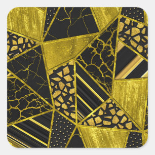 Goldene Schwarze Dreieck-Textur-Illusion Quadratischer Aufkleber