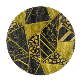 Goldene schwarze Dreieck-Textur-Illusion Schneidebrett