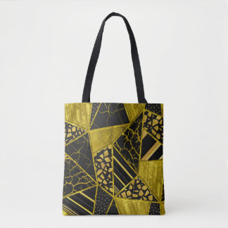 Goldene schwarze Dreieck-Textur-Illusion Tasche