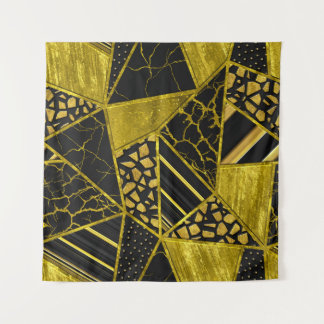 Goldene schwarze Dreieck-Textur-Illusion Wandteppich