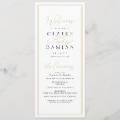 Goldene Schwarze Eleganz romantische Hochzeit Programm (Vorderseite)