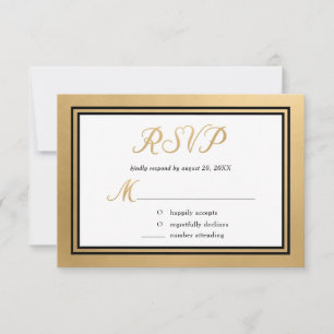 Goldene schwarze formelle Hochzeit RSVP Karte