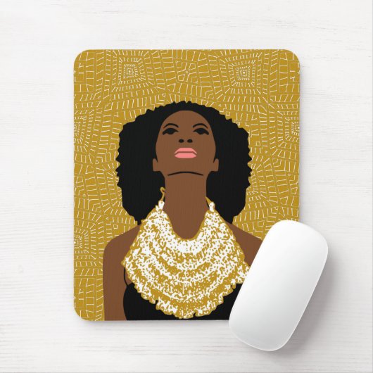 goldene schwarze Frau nach oben | Stammesnäkel Mousepad (Mit Mouse)