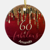 Goldene schwarze Glitzer Tropfen jeden Alters Gebu Keramik Ornament (Vorne)