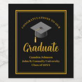 Goldene schwarze Graduierungspartei - formaler Abs Weinetikett (Einzelnes Label)