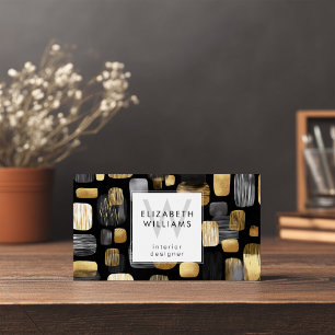 Goldene schwarze graue Monogramm moderne Visitenka