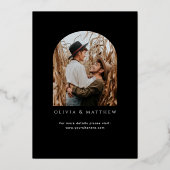 Goldene Schwarze Hochzeit | Arch-Foto Folieneinladung (Rückseite)