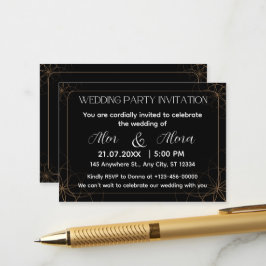 Goldene schwarze Hochzeitseinladung Begleitkarte