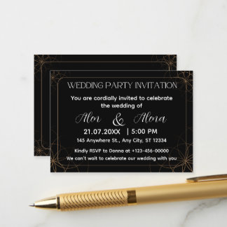 Goldene schwarze Hochzeitseinladung Begleitkarte