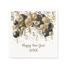 Goldene schwarze Luftballons Konfetti Silvesterpar