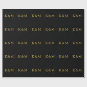 Goldene schwarze Monogramm Anfangsbuchstaben Braut Geschenkpapier (Flach)