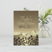 Goldene/schwarze Rose & Bow Image Einladung zum Ge (Stehend Vorderseite)