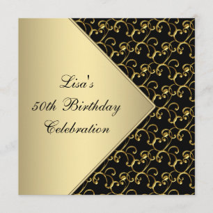Goldene Schwarze Schule 50. Geburtstagsparty Einladung