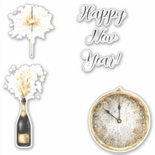 Goldene schwarze Silvesterfeier Aufkleber
