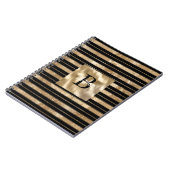 Goldene schwarze Streifen Monogramm Name Notizblock (Linke Seite)