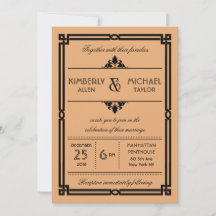 Goldene schwarze Vintage Moderne Kunst Deco Hochze