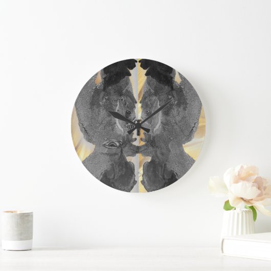 Goldene Schwarzmarmor-Kunst Große Wanduhr (Zuhause)