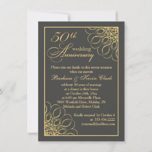 Goldene Schwirbel zum 50. Hochzeitstag Einladung