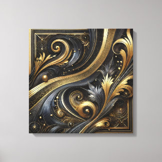 Goldene Schwünge und Kurven Leinwand Kunst