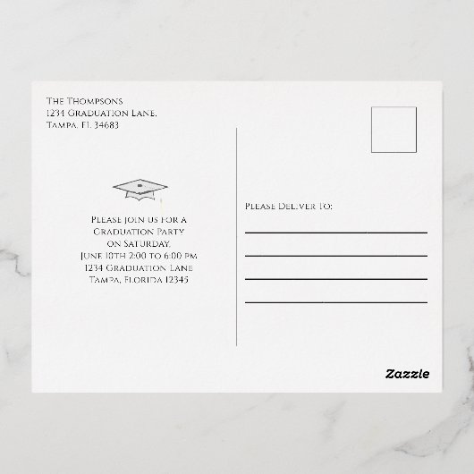 Goldene Script Abschluss - Einladung zur FotoColla (Rückseite)