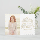 Goldene Scrollour Feiertagskarte (Stehend Vorderseite)