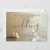 Goldene Seashell Beach Einladung zur Hochzeit (Vorderseite)