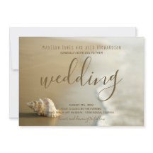Goldene Seashell Beach Einladung zur Hochzeit