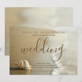 Goldene Seashell Beach Einladung zur Hochzeit