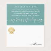 Goldene Seashell-Platzkarte mit Strandspendengedic Visitenkarten (Außenseite Aufgefaltet)