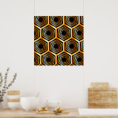 Goldene sechseckige optische Täuschung Poster (Küche)