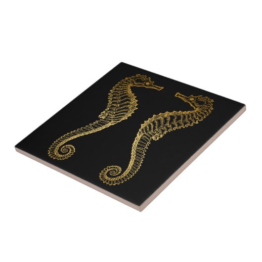 Goldene Seepferd-Fliese Fliese (Seite)