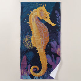 Goldene Seepferdchen-Unterwasser-Illustration Strandtuch