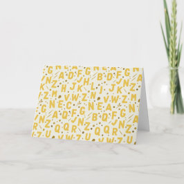Goldene Senf-Alphabet-Handwerkskunst Karte
