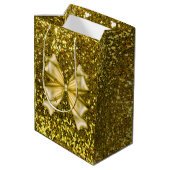 Goldene Sequenzen mit Bow Mittlere Geschenktüte (Rückseite Schrägansicht)