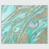 Goldene Sequin-Glitzer Aquamariner Smoky-Marmor Geschenkpapier (Flach)